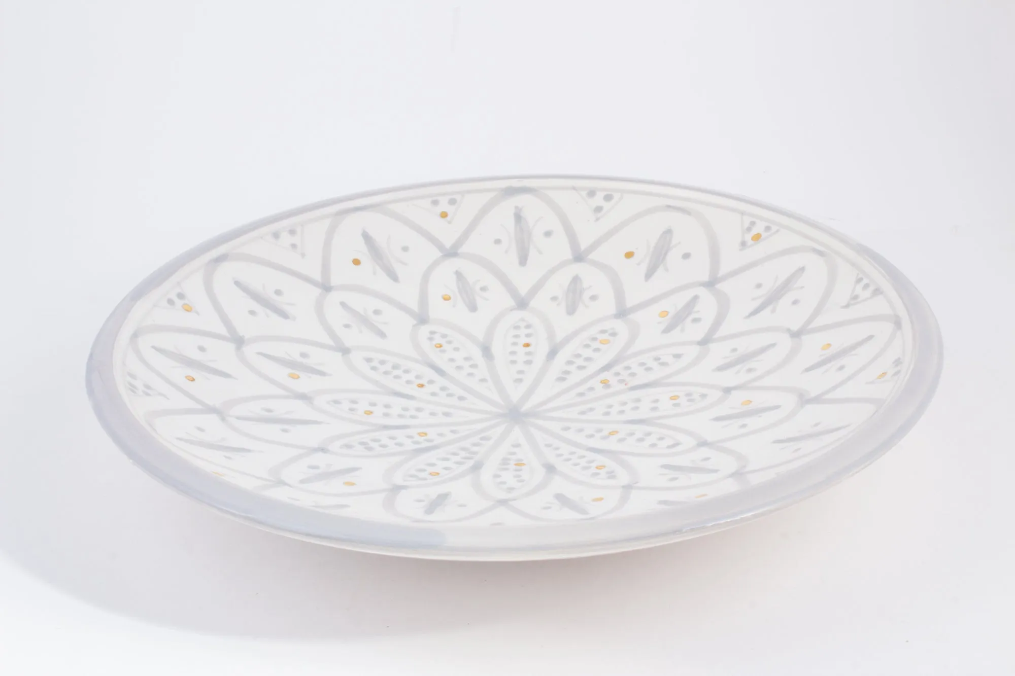 Handmade Zwak Pattern Glazed Moroccan Platter with 12K Gold | More Colors Available