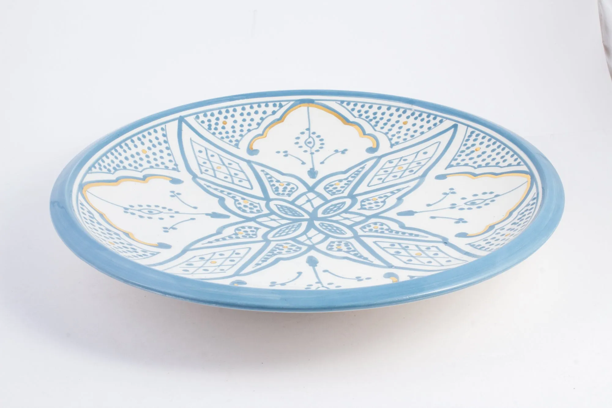 Handmade Zwak Pattern Glazed Moroccan Platter with 12K Gold | More Colors Available