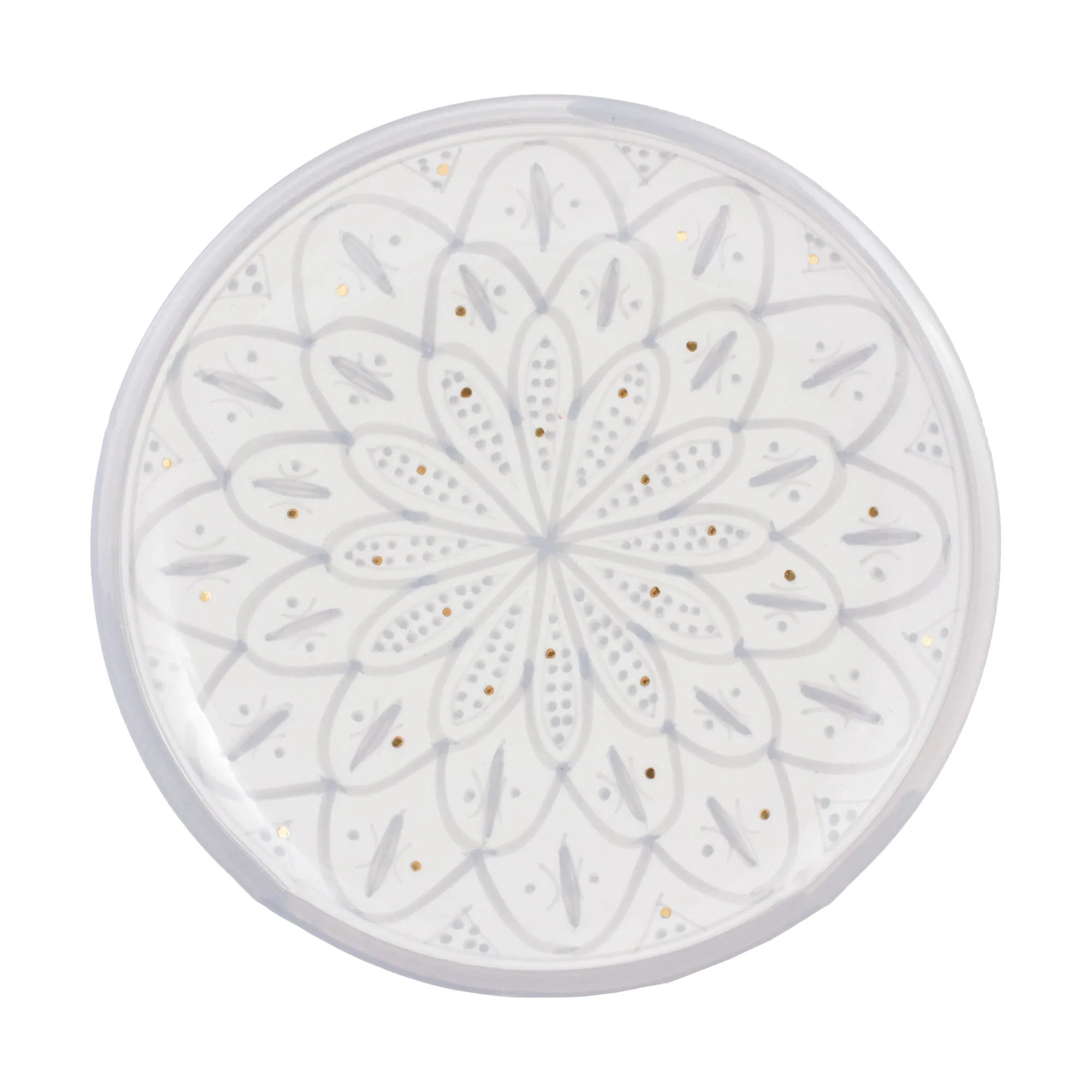 Handmade Zwak Pattern Glazed Moroccan Platter with 12K Gold | More Colors Available