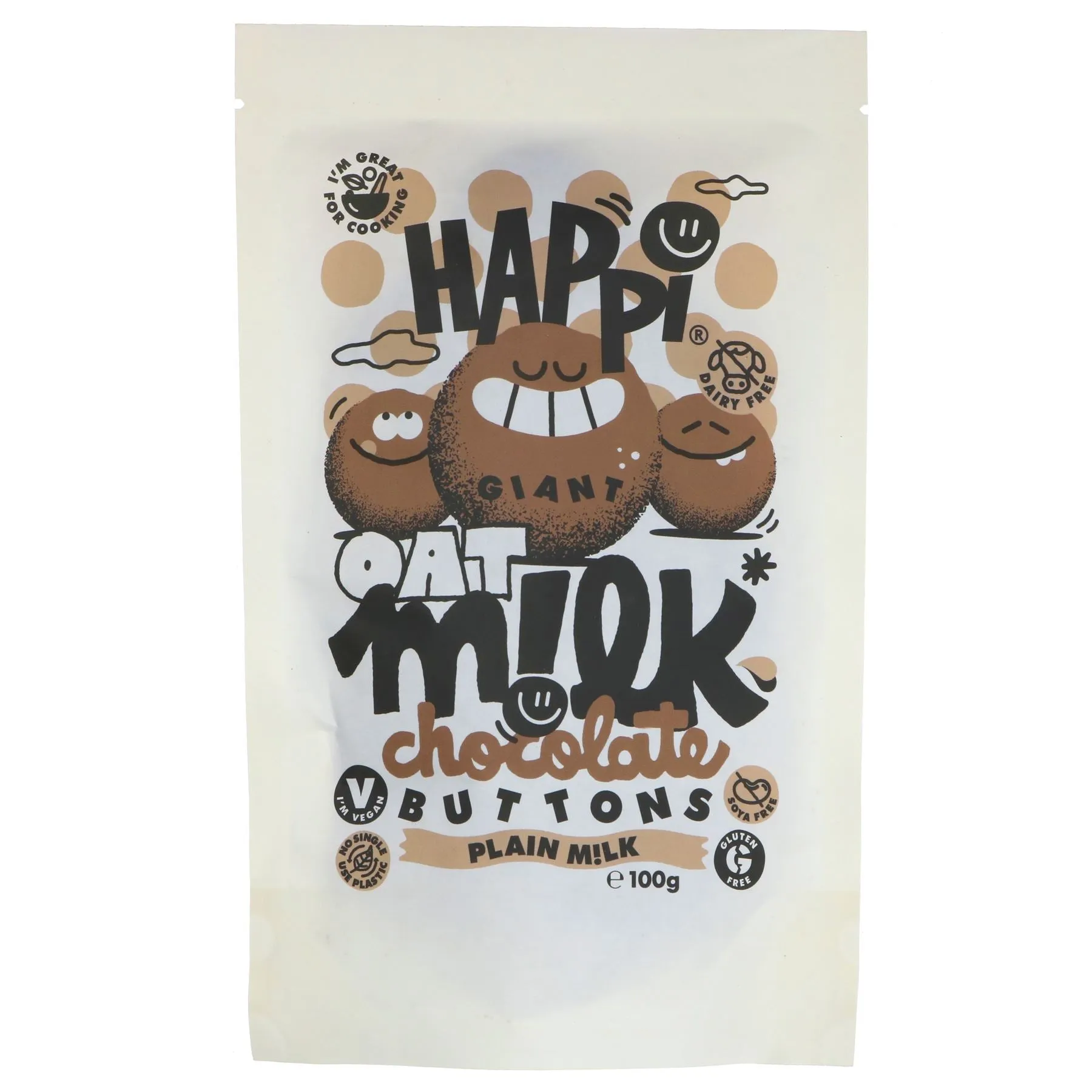 Happi | Vegan Plain Milk Chocolate Buttons | 100g