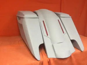 Harley Davidson 2014 - 2023  5" Fifty Five Extended Stretched Saddlebag Fender Kit Dual Cut Outs and Lids