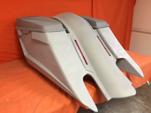 Harley Davidson 6" Trendsetter Extended Saddlebag LED Fender Kit - Dual Cut Outs 6 x 9 Speaker Lids