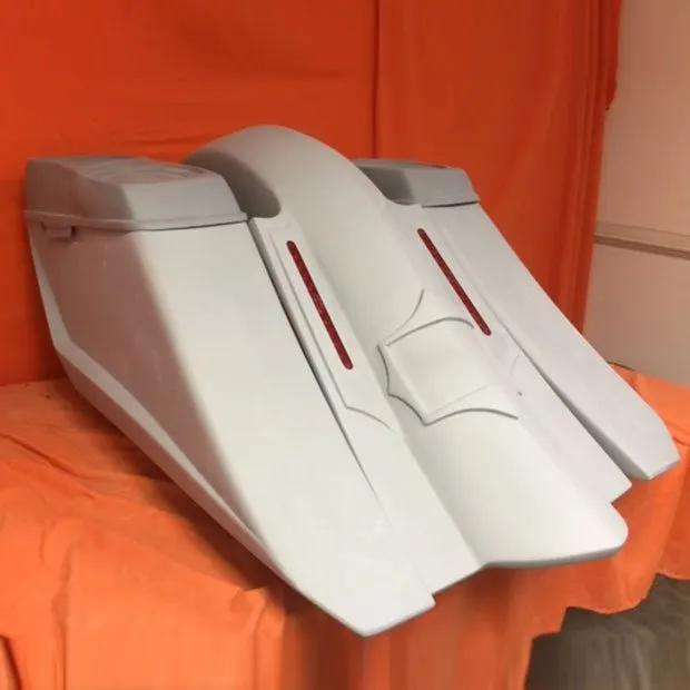 Harley Davidson 6" Trendsetter Extended Saddlebag LED Recess Plate Fender - NoCutOuts   Dual 6.5" Speaker Lids / 2014 - 2018