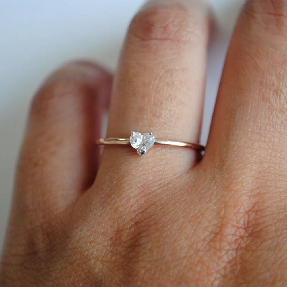 Heart Cut Minimal Dainty Diamond Ring