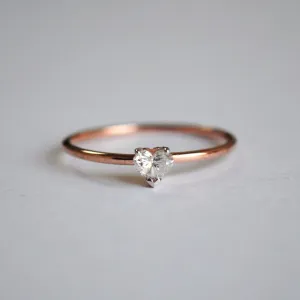 Heart Cut Minimal Dainty Diamond Ring