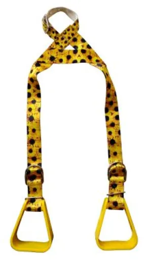 Heavy duty nylon adjustable buddy stirrups with a Sunflower print