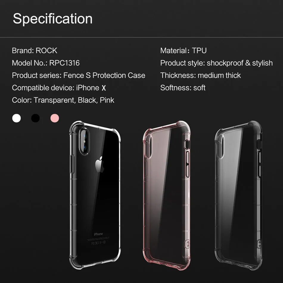 Heavy Duty Protection Case for iPhone X - Transparent,Transparent Black,Transparent Pink