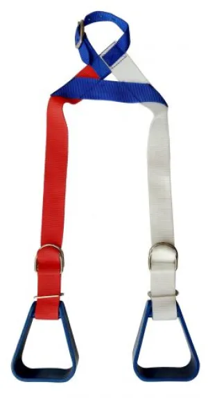 Heavy duty Red, White, and Blue nylon adjustable buddy stirrups.