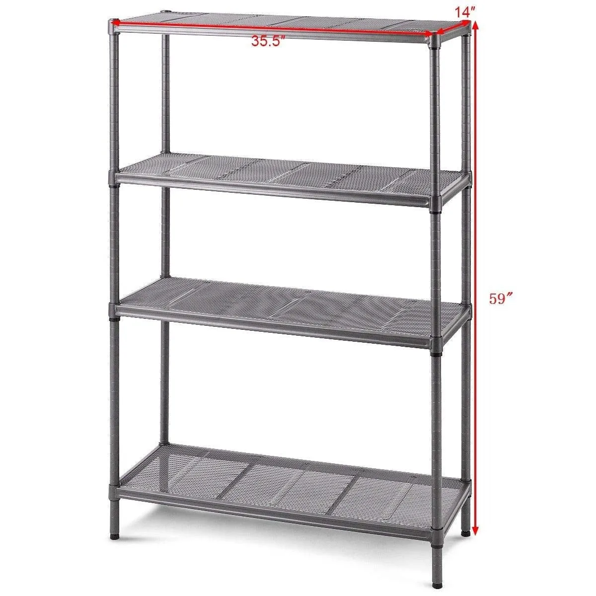 Heavy Duty Steel Mesh 4-Shelf Storage Organizer Shelving Unit