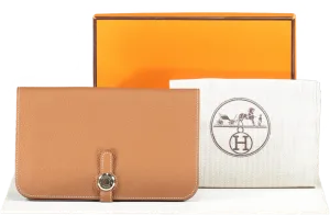 Hermès Dogon Duo Combined Wallet In Gold With Gold Hardware BNIB