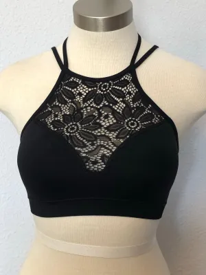 HIGH NECK LACE BRALETTE