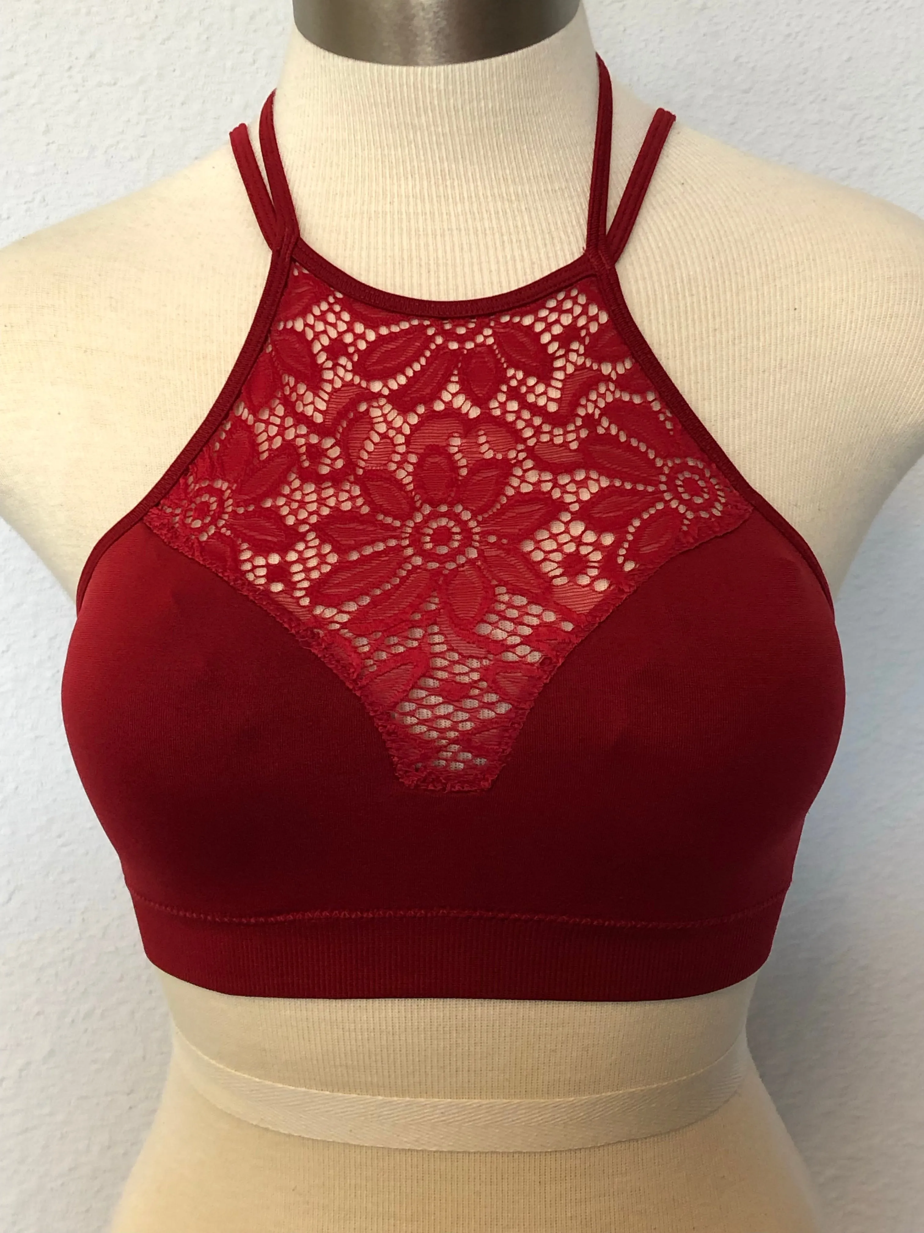 HIGH NECK LACE BRALETTE