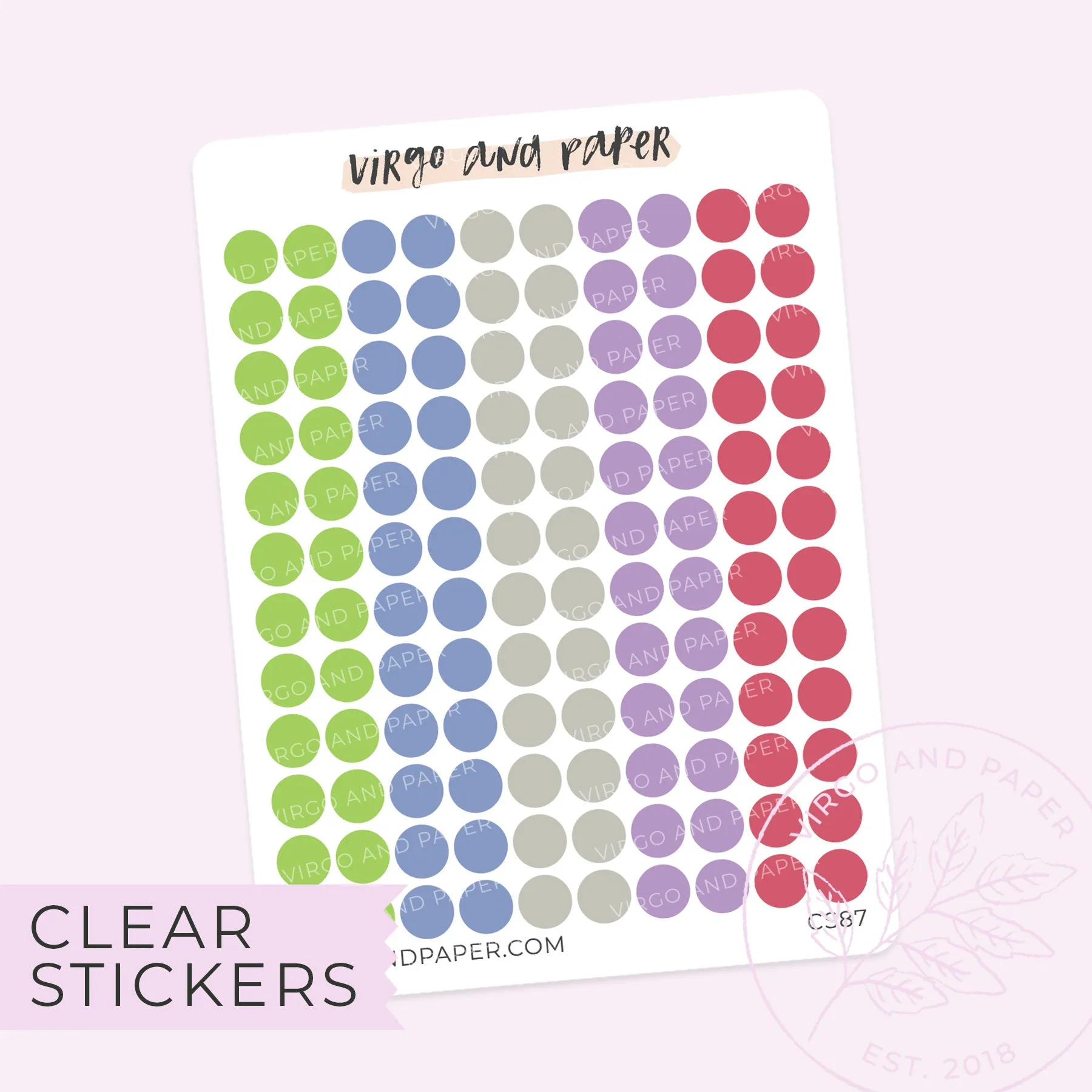 Highlighter Colors Clear Dot Stickers - Blue Colorway