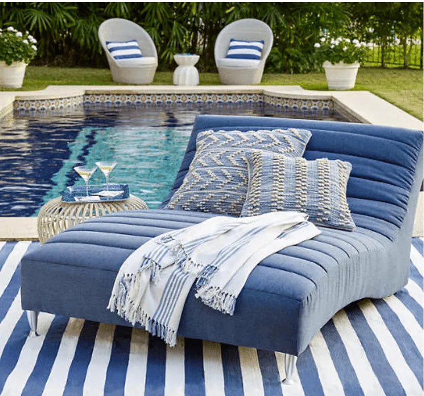Hobnail Indoor/Outdoor Pillow Cover - Stripe Blue