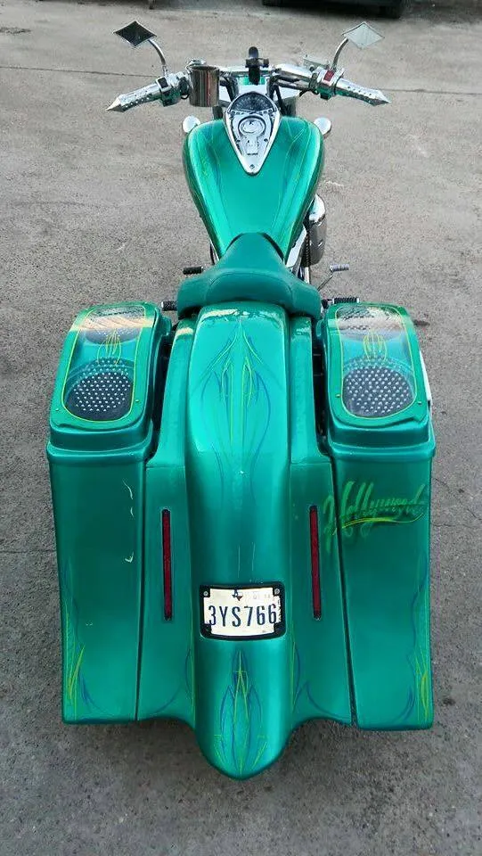 Honda VTX 1800 / 1300 6" Extended Stretched BOLT ON Out &amp; Down Bags   Rear Fender   Rails No Cut Outs