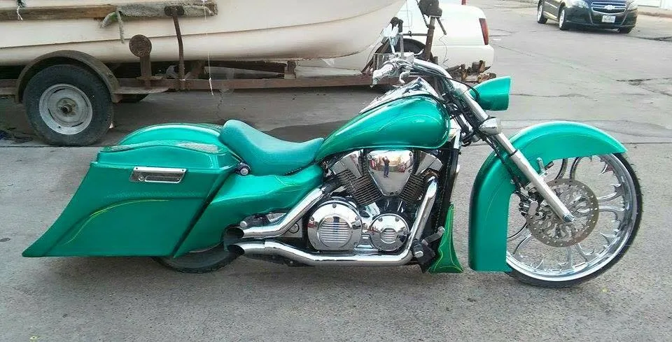 Honda VTX 1800 / 1300 6" Extended Stretched BOLT ON Out &amp; Down Bags   Rear Fender   Rails No Cut Outs