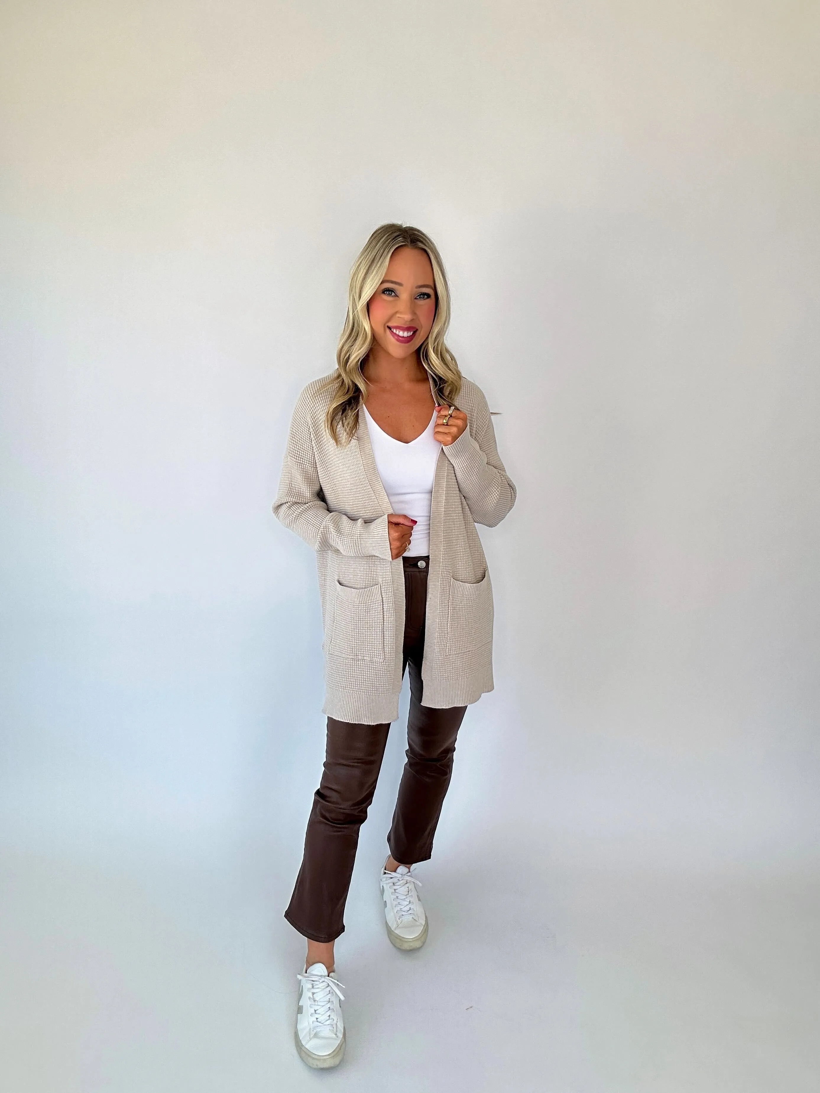 Hooked On You Waffle Knit Cardigan