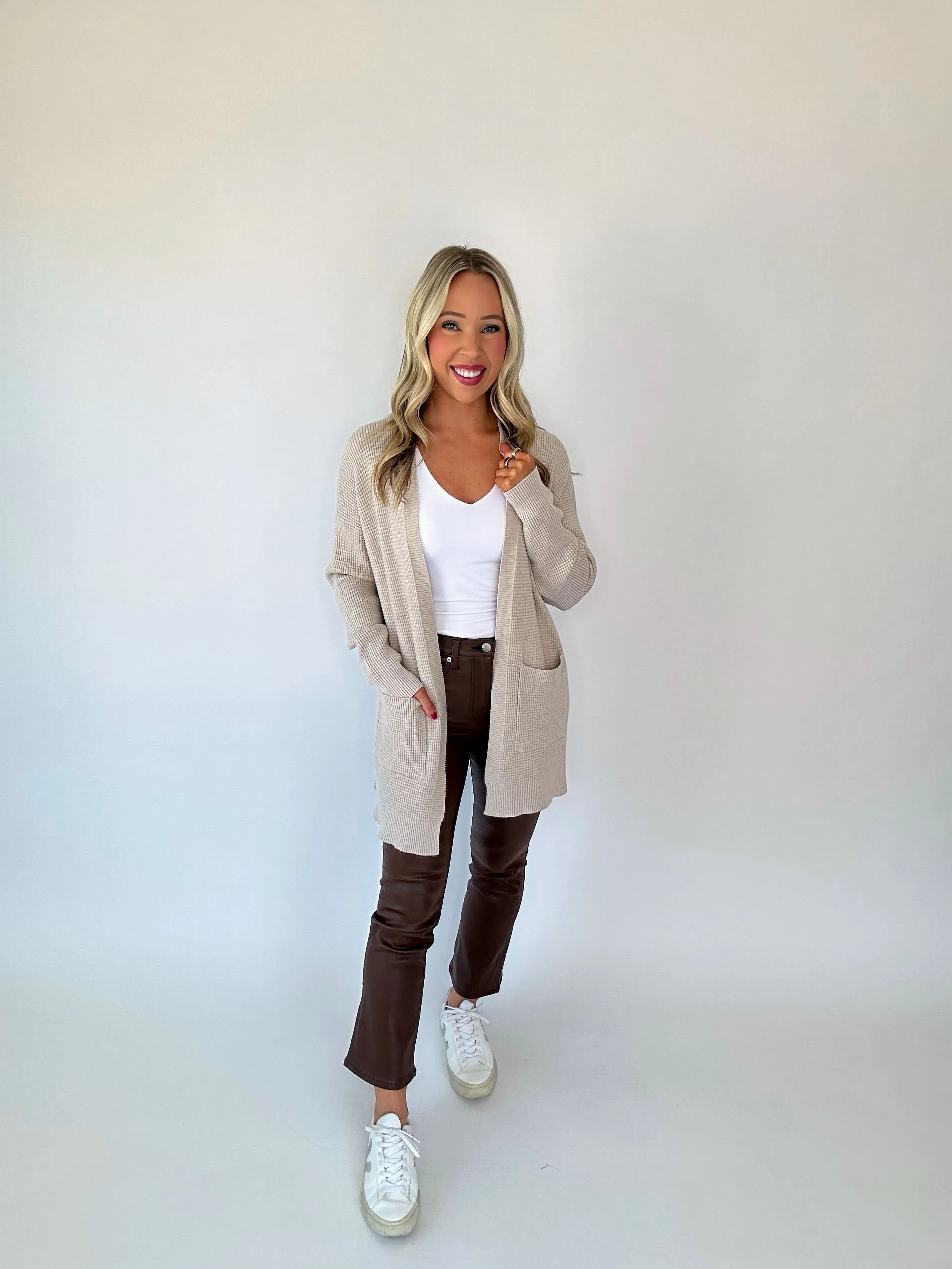Hooked On You Waffle Knit Cardigan