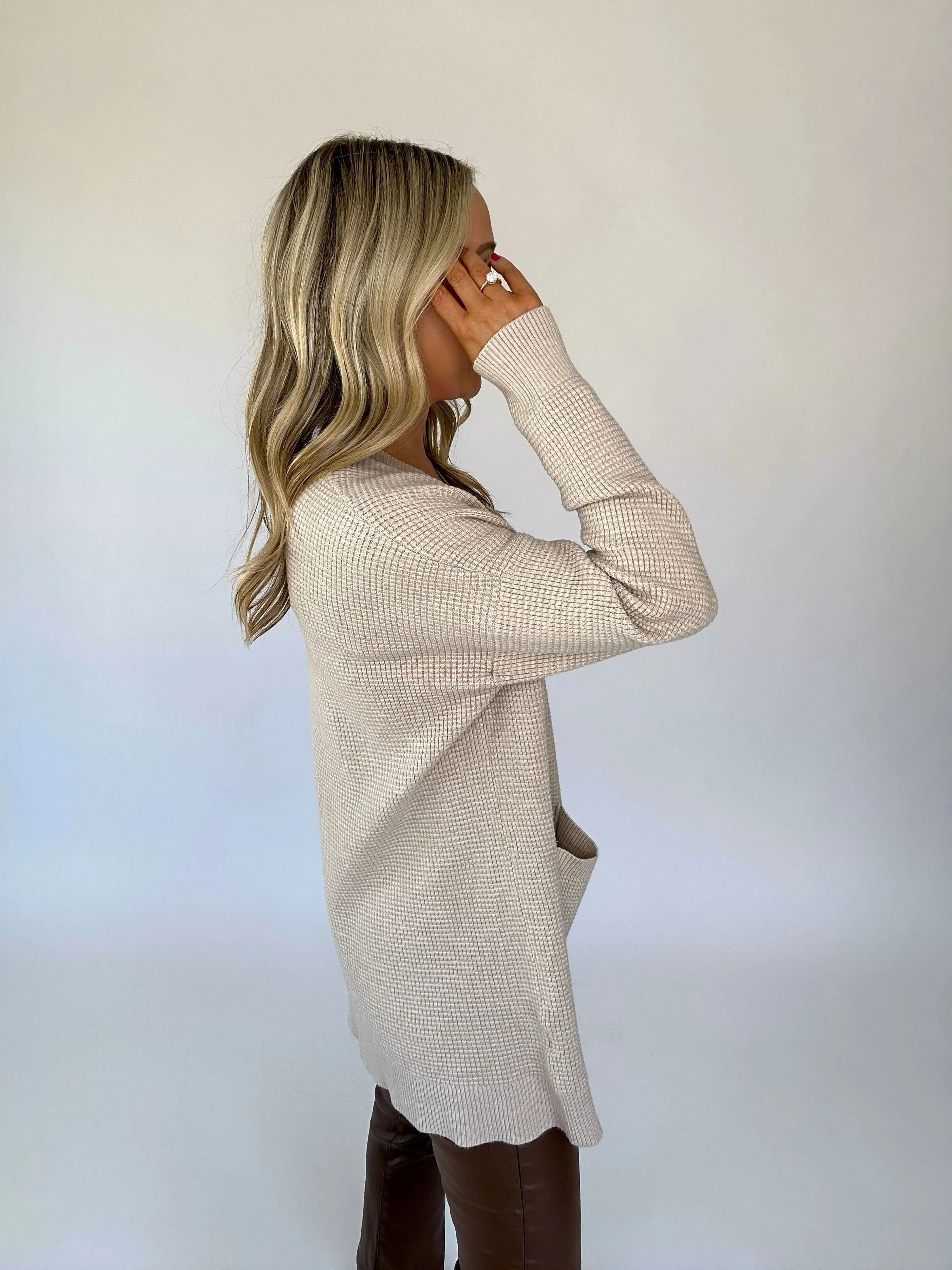 Hooked On You Waffle Knit Cardigan