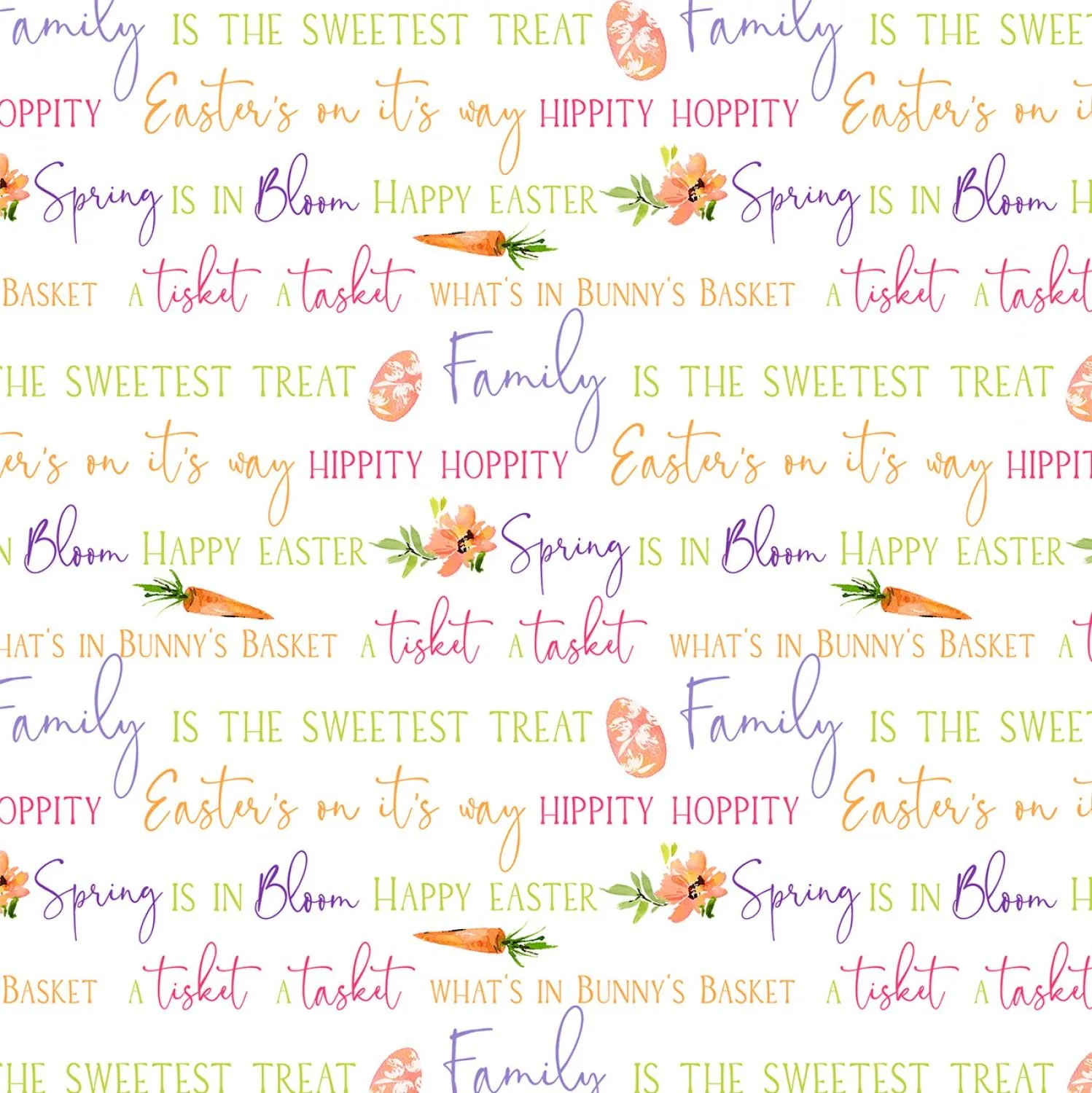 Hoppy Easter by P & B Textiles EASTER PHRASES/WHITE