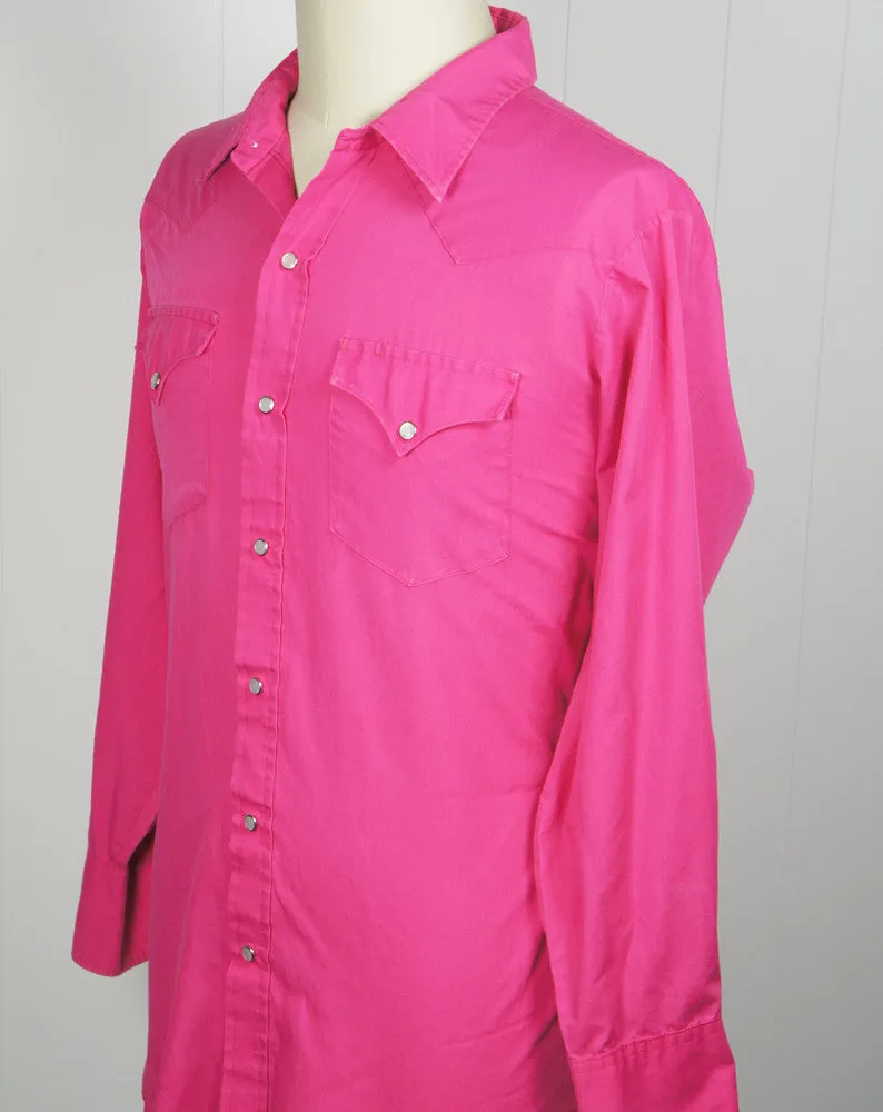 Hot Pink H Bar C Western Pearl Snap Shirt - Size XL