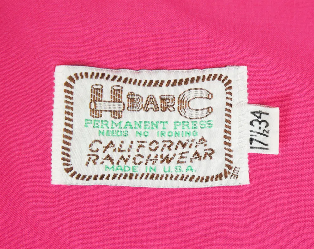 Hot Pink H Bar C Western Pearl Snap Shirt - Size XL