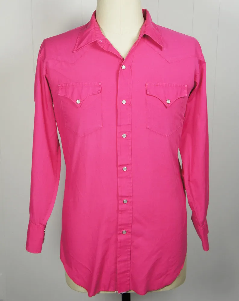 Hot Pink H Bar C Western Pearl Snap Shirt - Size XL