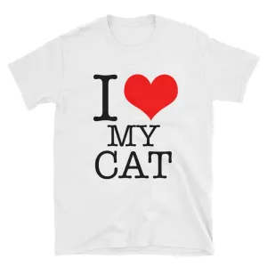 I Love My Cat T-Shirt White Cat Lover T Shirt for Men