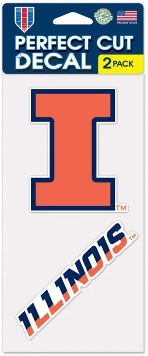 Illinois Fighting Illini Set of 2 Die Cut Decals - Special Order