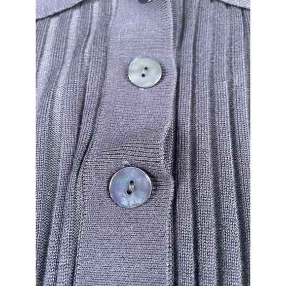 ILSE JACOBSEN Hornbaek Ribbed Sweater Shirt Top Size Medium Stretch Button Navy