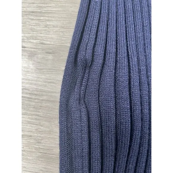 ILSE JACOBSEN Hornbaek Ribbed Sweater Shirt Top Size Medium Stretch Button Navy