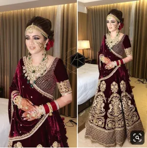 Indian Classy Bridal Dress In Deep Maroon Color.# B 2002