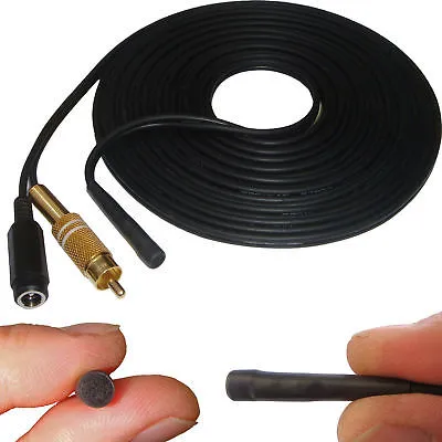 Indoor CCTV microphone Long Cable RCA Female Phono Audio Output 2.1mm DC socket