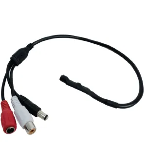 Indoor CCTV microphone Long Cable RCA Female Phono Audio Output 2.1mm DC socket