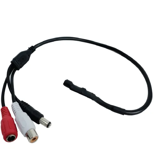 Indoor CCTV microphone Long Cable RCA Female Phono Audio Output 2.1mm DC socket