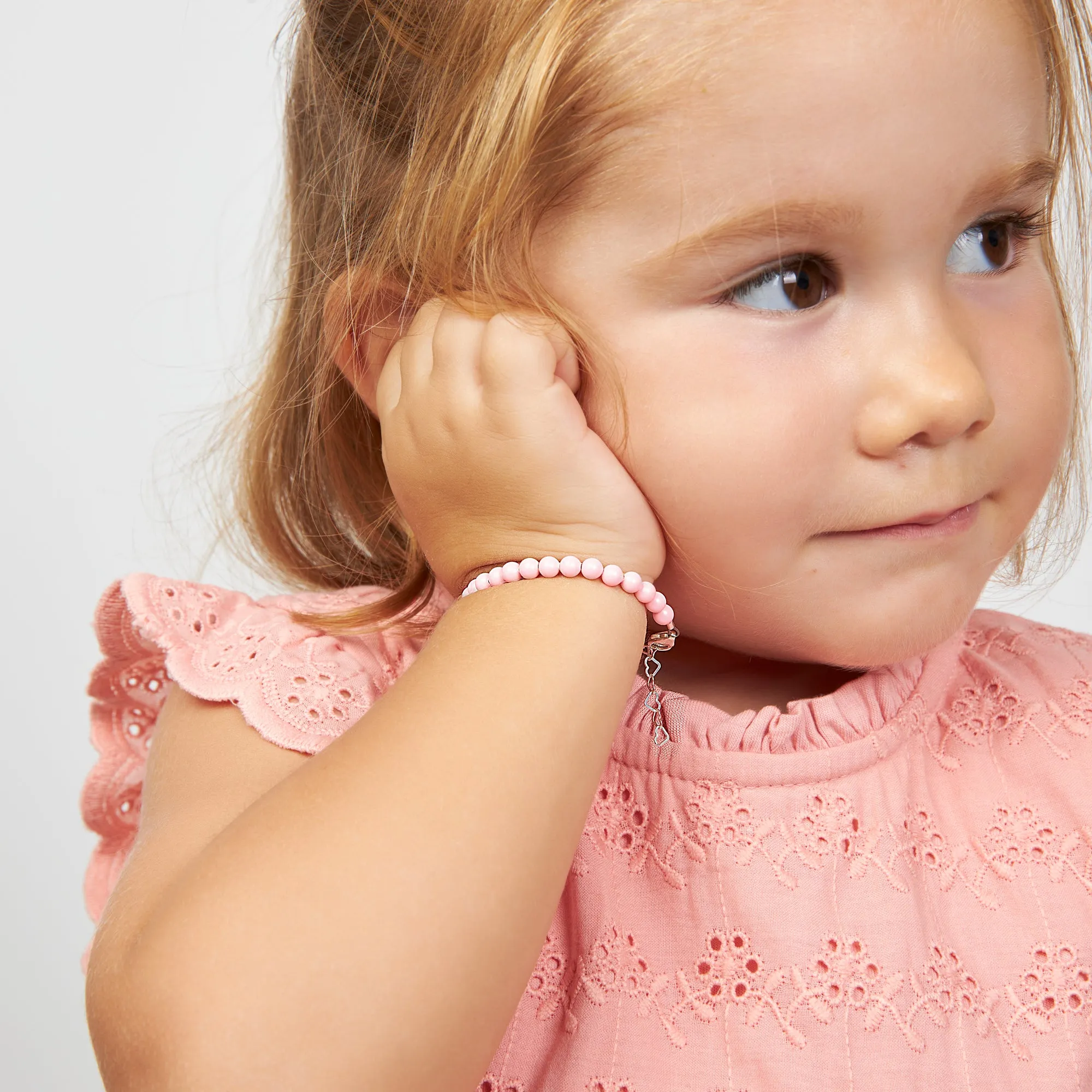 Infant Baby Girl Pastel Rose Pearl Bracelet
