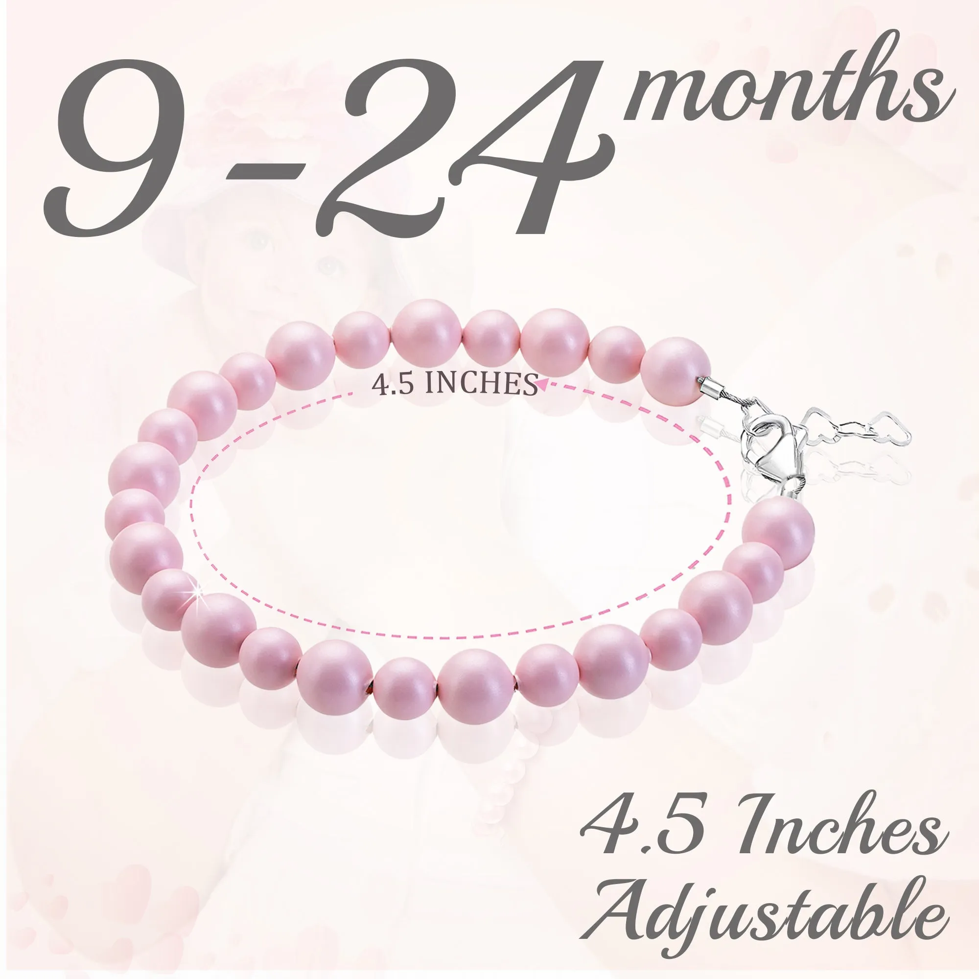 Infant Baby Girl Pastel Rose Pearl Bracelet