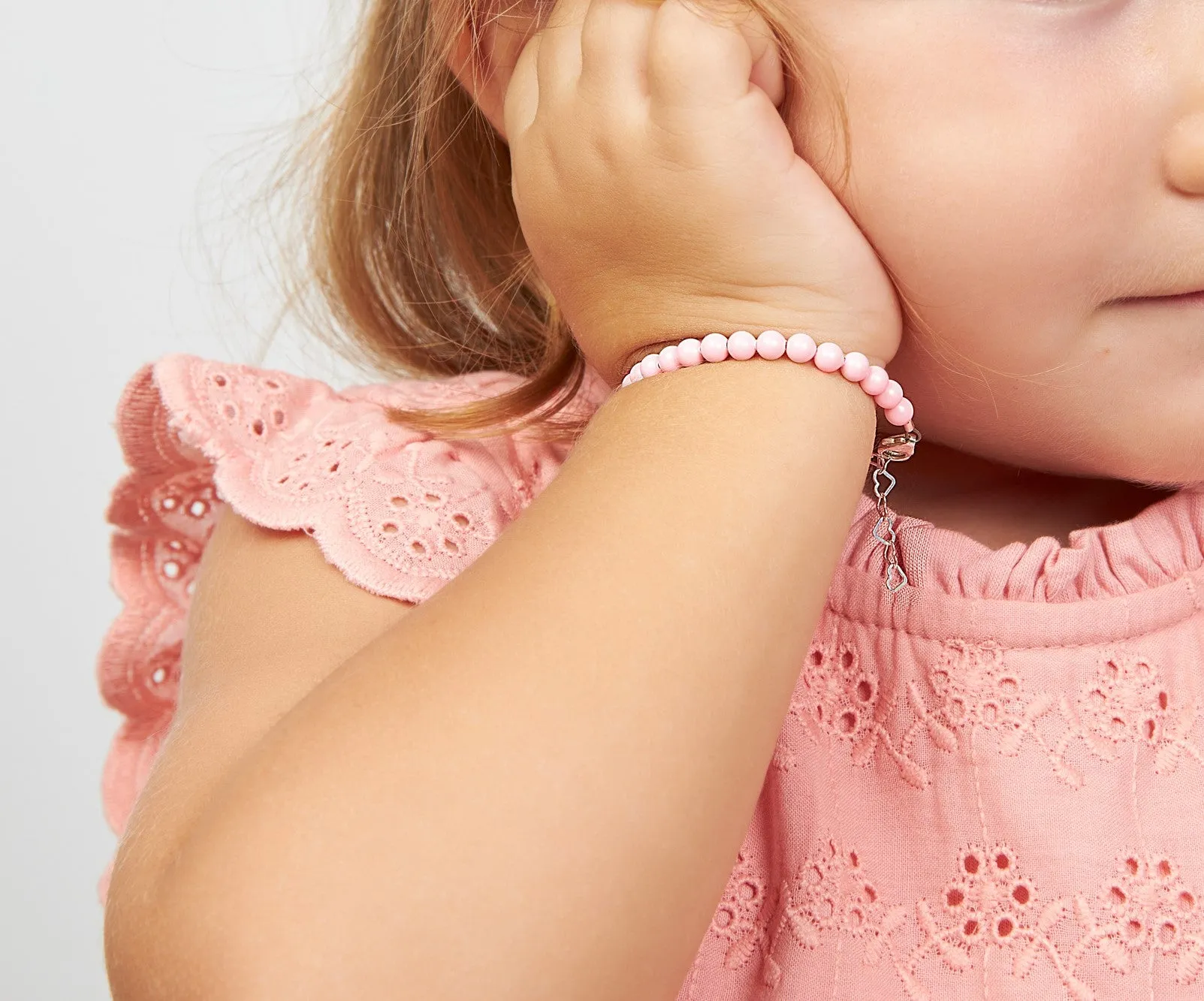 Infant Baby Girl Pastel Rose Pearl Bracelet