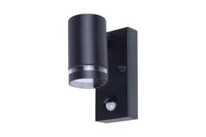 Integral ILDED045 Outdoor Stainless Steel Down GU10 IP54 Wall Light with PIR Black