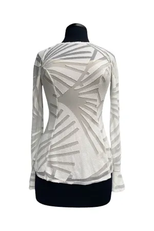 IVY Bell Sleeves Luxurious Top in Off -White Burnout Fabric