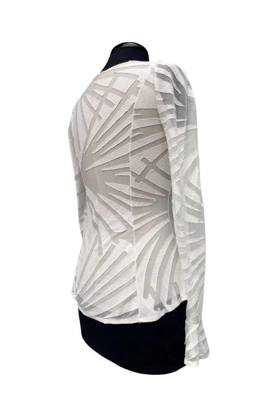 IVY Bell Sleeves Luxurious Top in Off -White Burnout Fabric