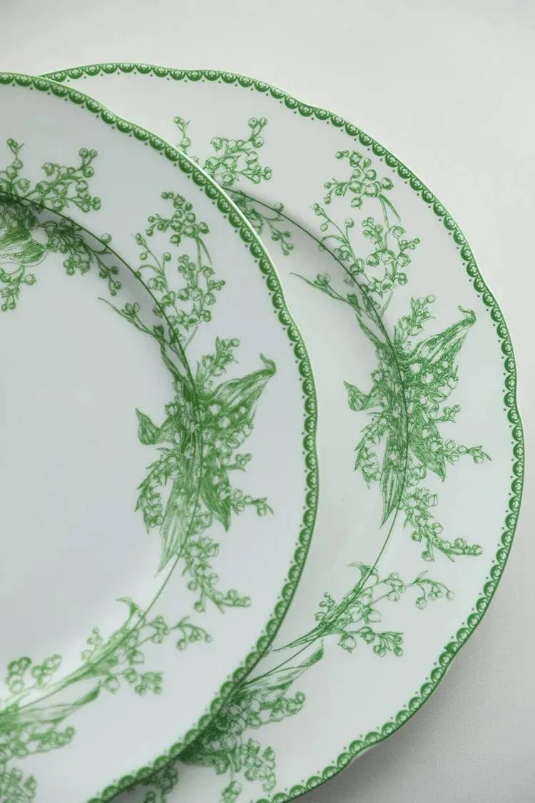 Jade Green Lily of The Valley Decorative Bone China Plate