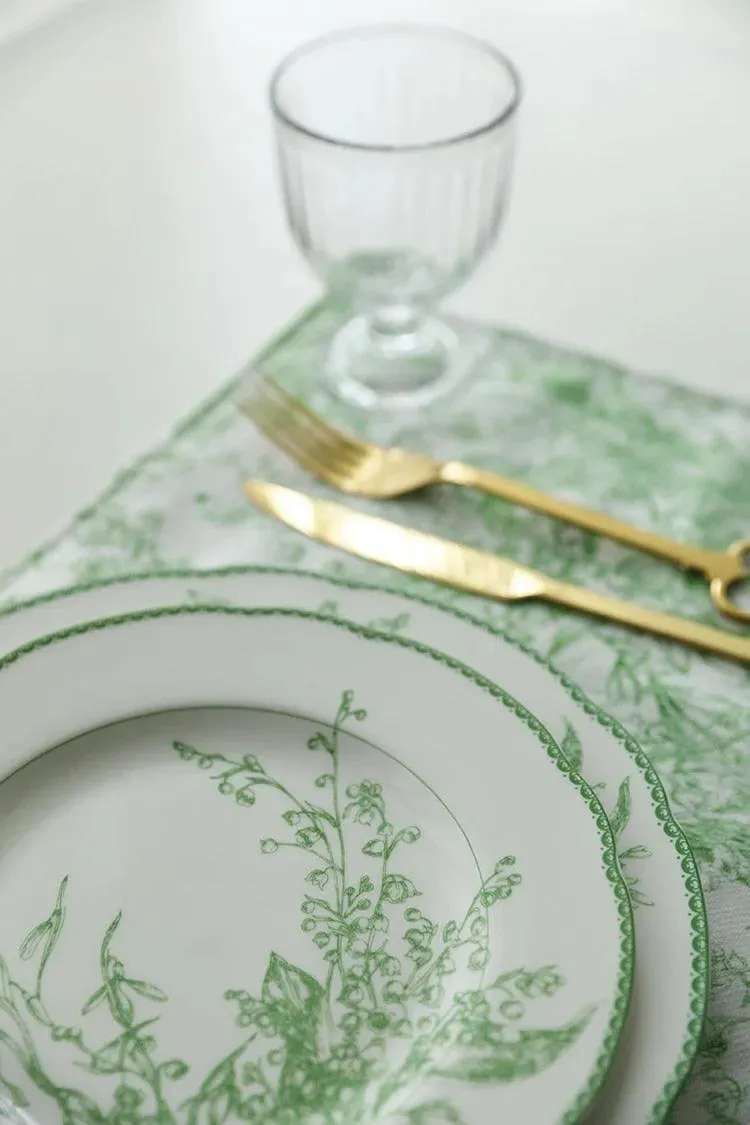 Jade Green Lily of The Valley Decorative Bone China Plate