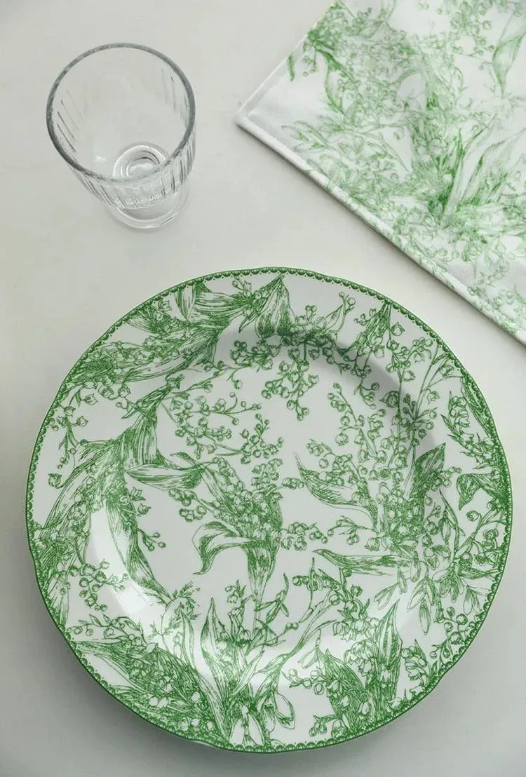 Jade Green Lily of The Valley Decorative Bone China Plate