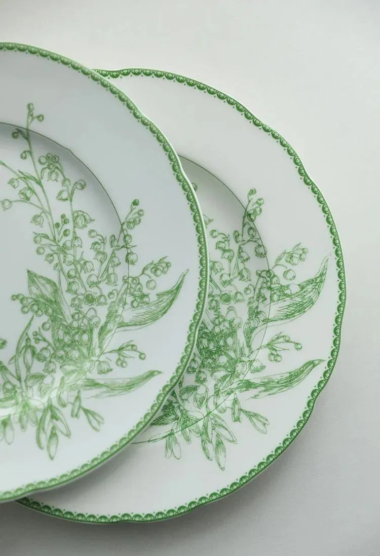 Jade Green Lily of The Valley Decorative Bone China Plate