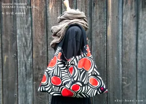 Japanese Handcrafted SANKAKU Tote, Surge Orange Red ⦿tbml0032