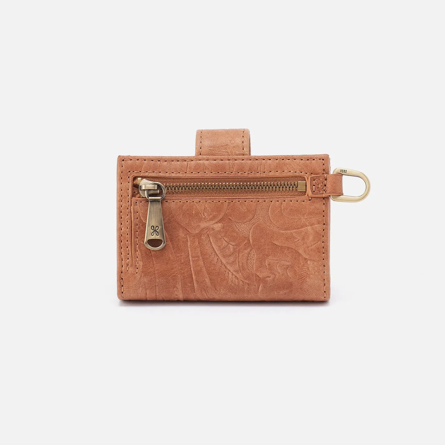 Jean Accordian Card Case In Tooled Embossed Leather - Saddle Tooled Emboss