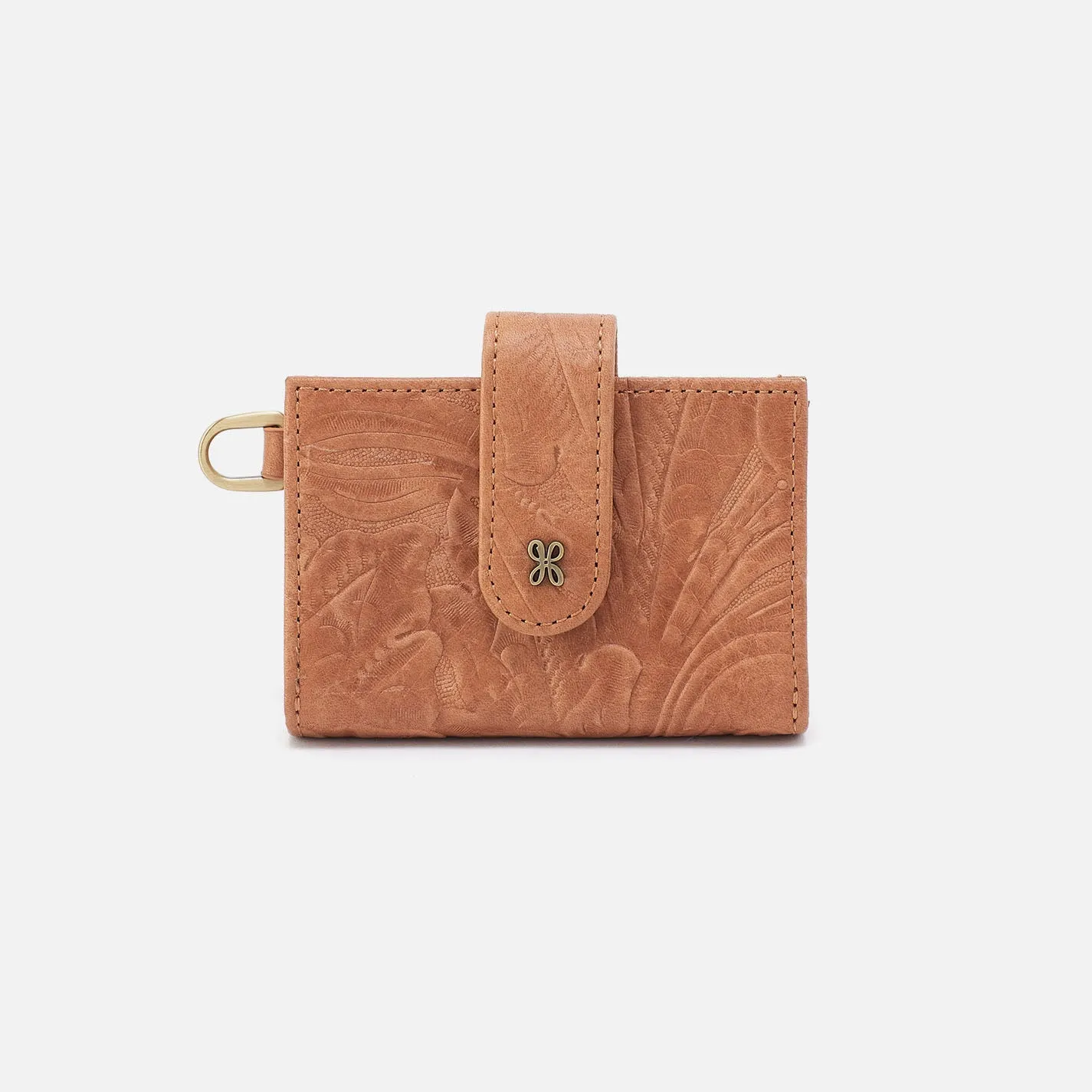 Jean Accordian Card Case In Tooled Embossed Leather - Saddle Tooled Emboss