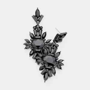 Jet Black Crystal Drop Earrings  | 414668