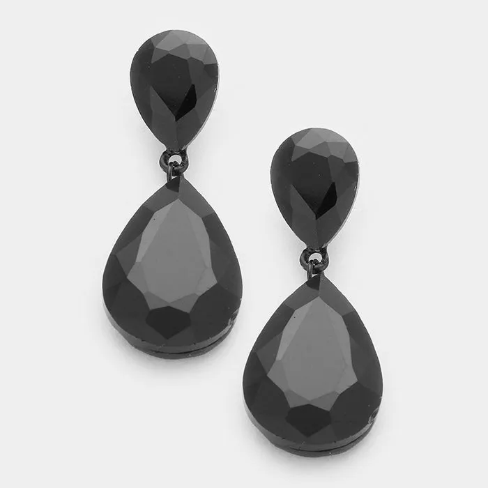 Jet Black Teardrop Earrings  | 326603